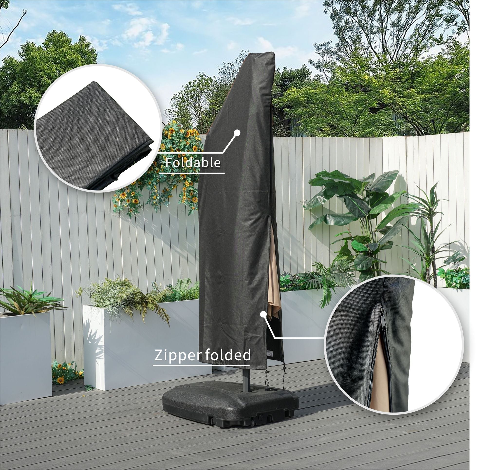 Direct Wicker Outdoor Patio Cantilever Umbrella Zipper Cover