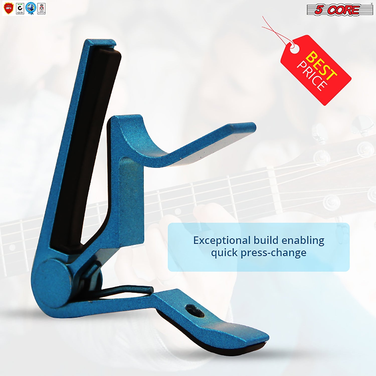 5Core Guitar Capo Acoustic Clip Guitar String Instrument Clamp Fret Electric Guitar Accessories Kapo Guitar Neck CAPO BLUE