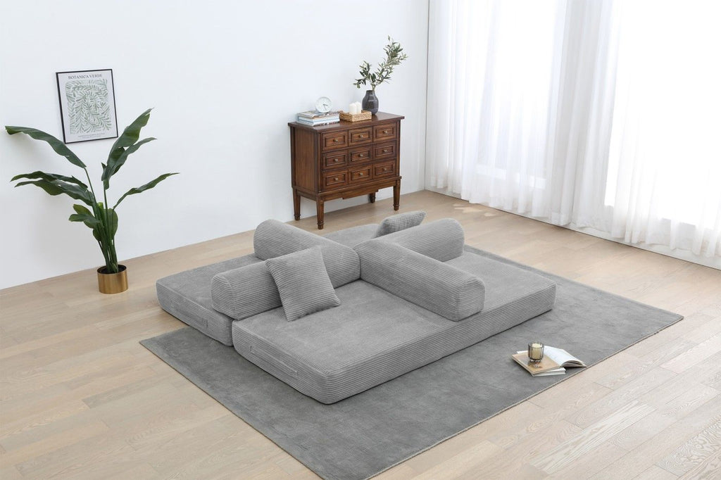 Foldable Sofa Bed, 77.9'' Folding Floor Couch, Compressed Convertable Sleeper Sofa, Memory Foam Couch with Pillow Back Support Armrest, 4-in-1 Futon Sofa Bed for Living Room, Army green