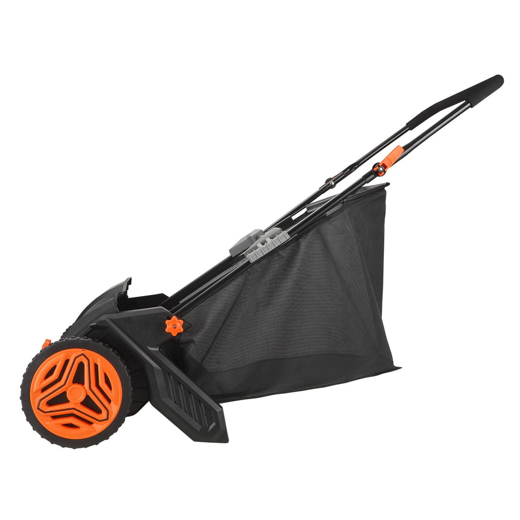 Push Lawn Sweeper, 21inch Leaf & Grass Collector, Strong Plastic Wheels & Heavy Duty Thickened Steel Durable to Use with Large Capacity 3.5 cu. ft. Mesh Collection Hopper Bag, 2 Spinning Brushes
