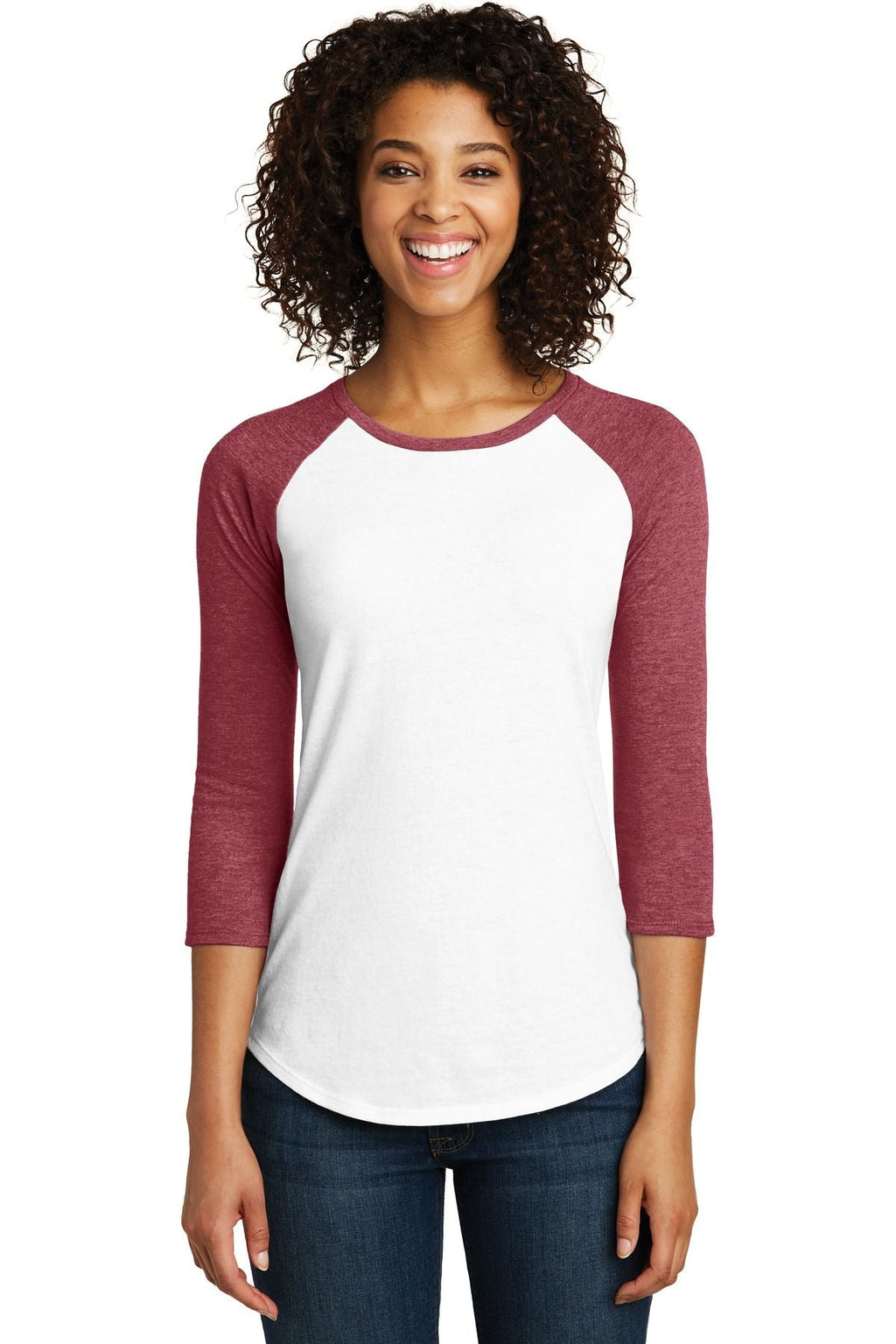 District Women's Fitted Very Important Tee 3/4-Sleeve Raglan DT6211