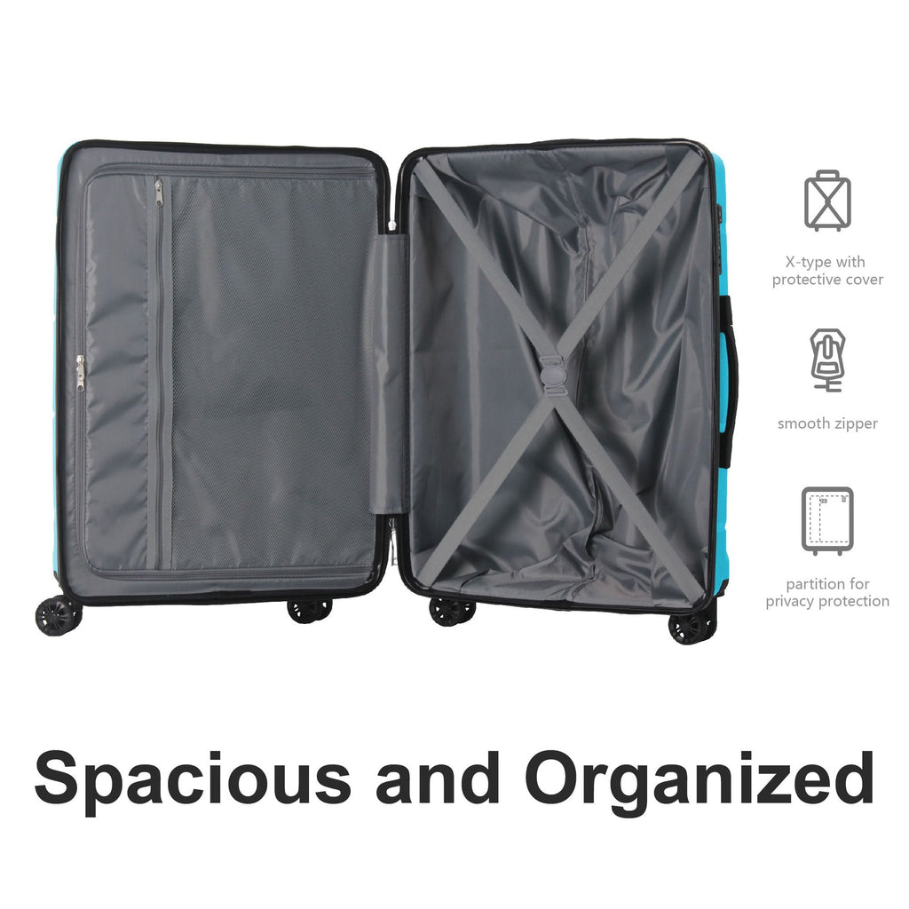 3-Piece Luggage Sets (20", 24", 28"), Suitcase with Wheels, Hardside Suitcase With Four Spinner Wheels and Scratch-Resistant Surface, Peacock Blue