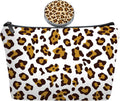 Personalized leopard print Travel Makeup Cosmetic Bag set with Mirror for women girls,Bride Bridesmaid Leopard Pattern Makeup Bag organizer kit for Travel & Daily Use,Leopard Gifts for Mom Girls