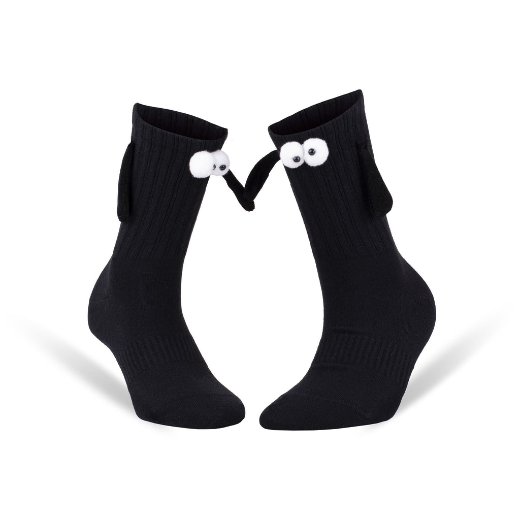 Black Magnetic Socks That Hold Hands Novelty Couple Socks for Valentines Day 1 Pair