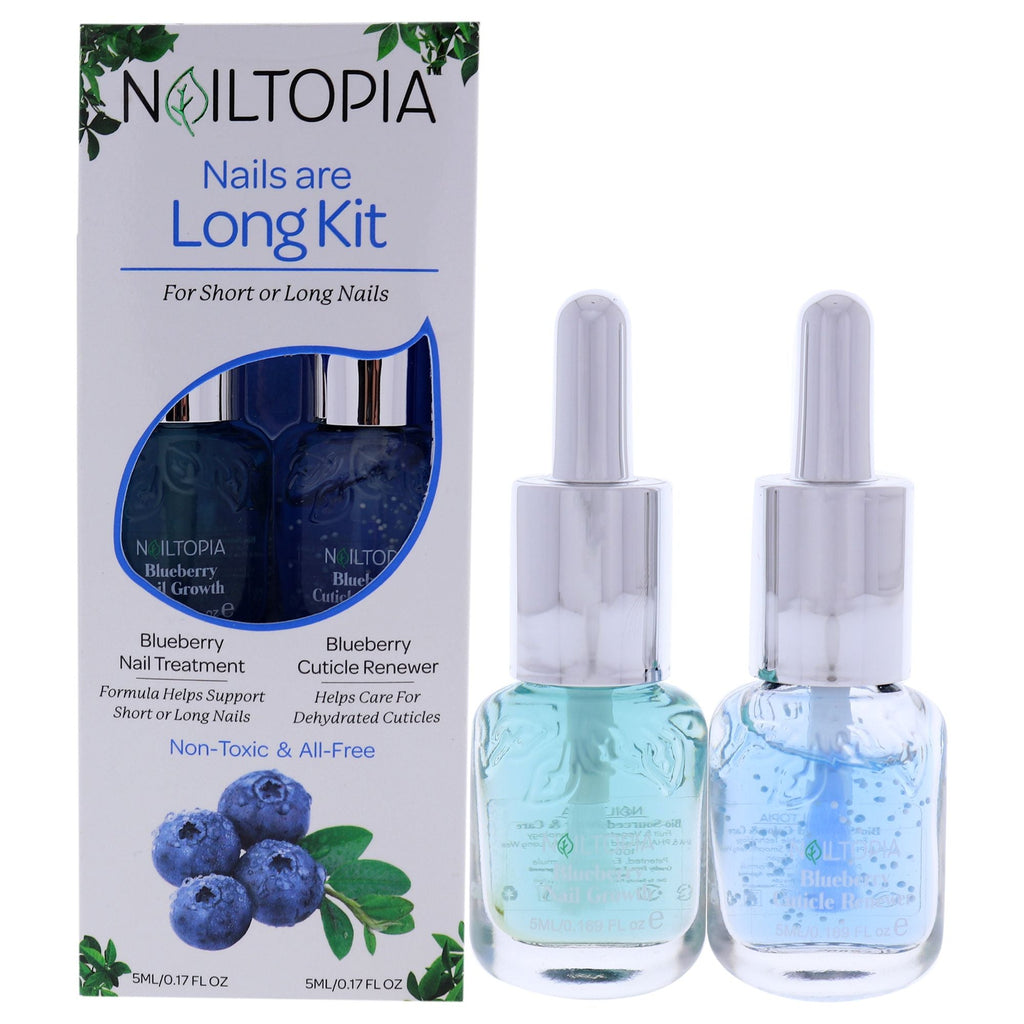 Nailtopia Long Nails Essential Duo: Blueberry Infusion Treatment & Cuticle Renewer Kit - 2 Pack for Healthy Nails