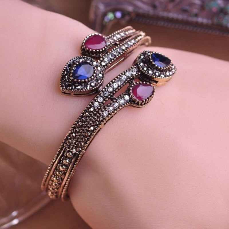 Bangles Pear Cut Charm Bypass for Women Cubic Zirconia CZ Silver Tone Plated Brass