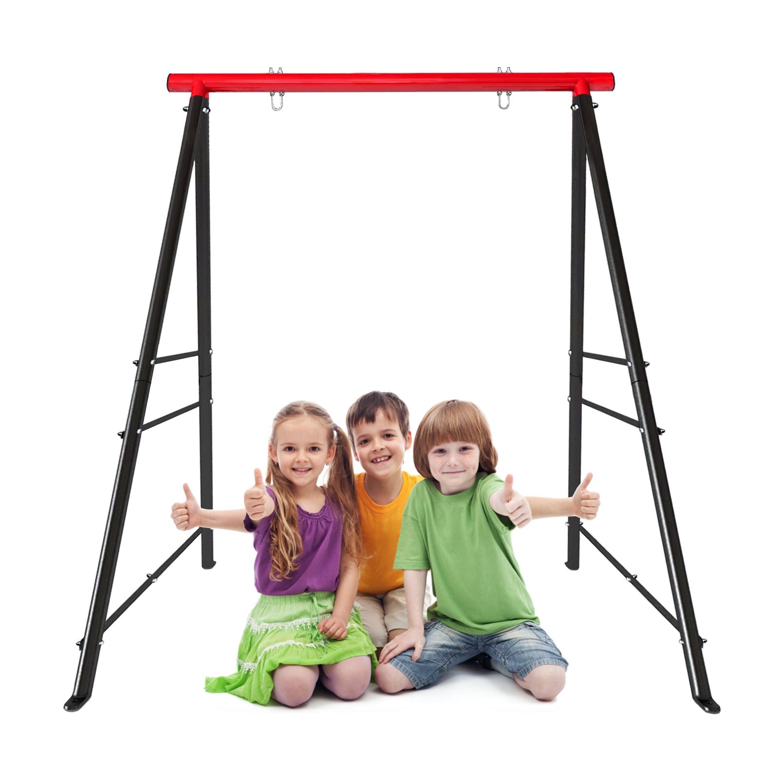 Metal Swing Stand Swing Sets for Backyard,Powder Coated Swing Frame of Swing Set with Extra Side Bars,880 Lbs Heavy-Duty A-Frame Outdoor Swing Fits Swing Chair,Porch Swing