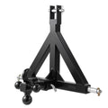 VEVOR 3 Point Trailer Hitch 2 in Receiver, 3pt Quick Hitch Attachment with 3 Trailer Balls, Tractor Tow Drawbar Adapter, Compatible with Kubota, Mahindra, Ford, Yanmar, John Deere, Massey Ferguson