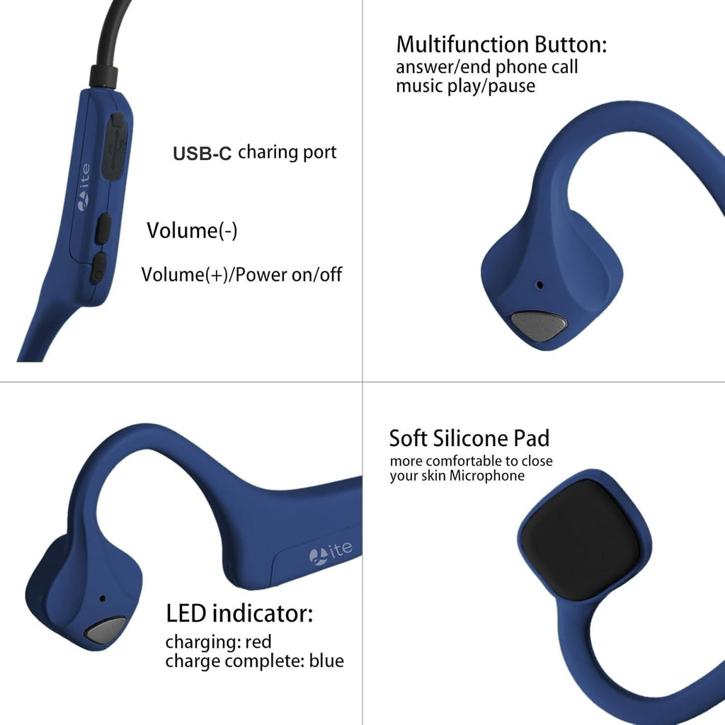Sport Wireless Bone Conduction Earphones – Open-Ear Safety Design, IPX6 Sweat-proof, 8 Hrs Call