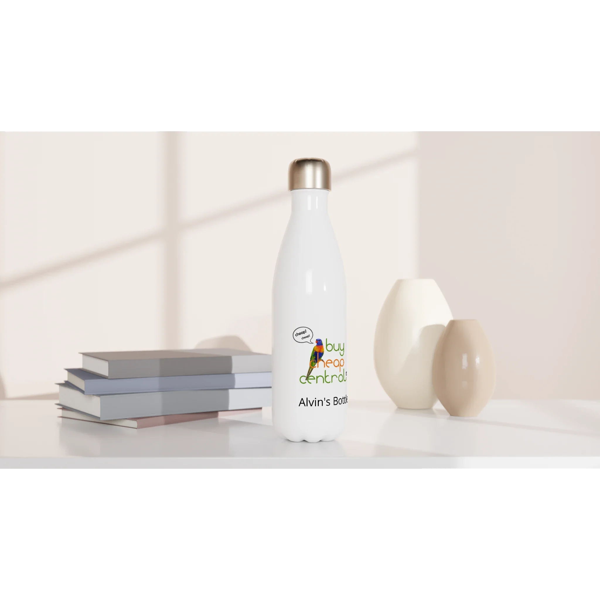 White 17oz Stainless Steel Water Bottle