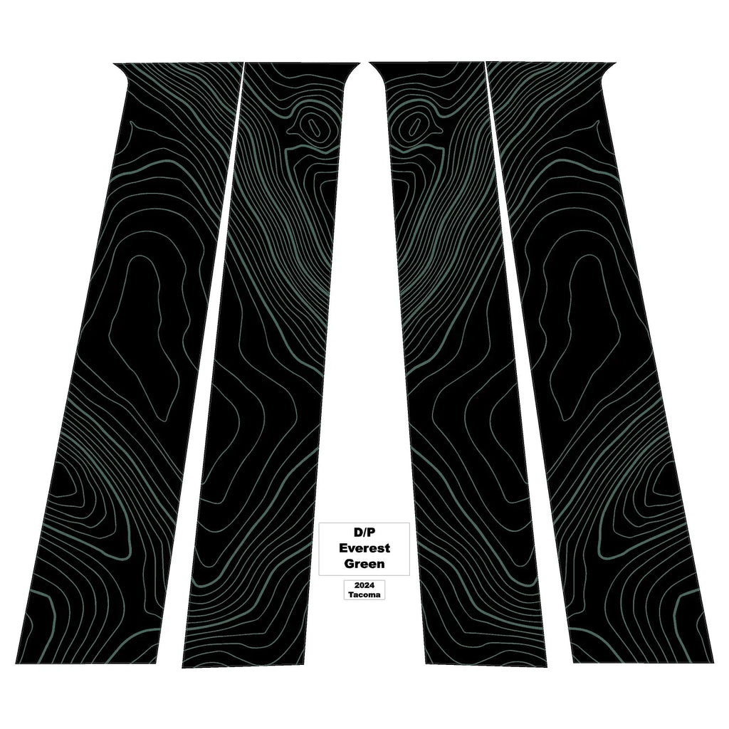 Topographic B Pillar Overlays - 2024+ Tacoma Double Cab / 2025+ 4Runner