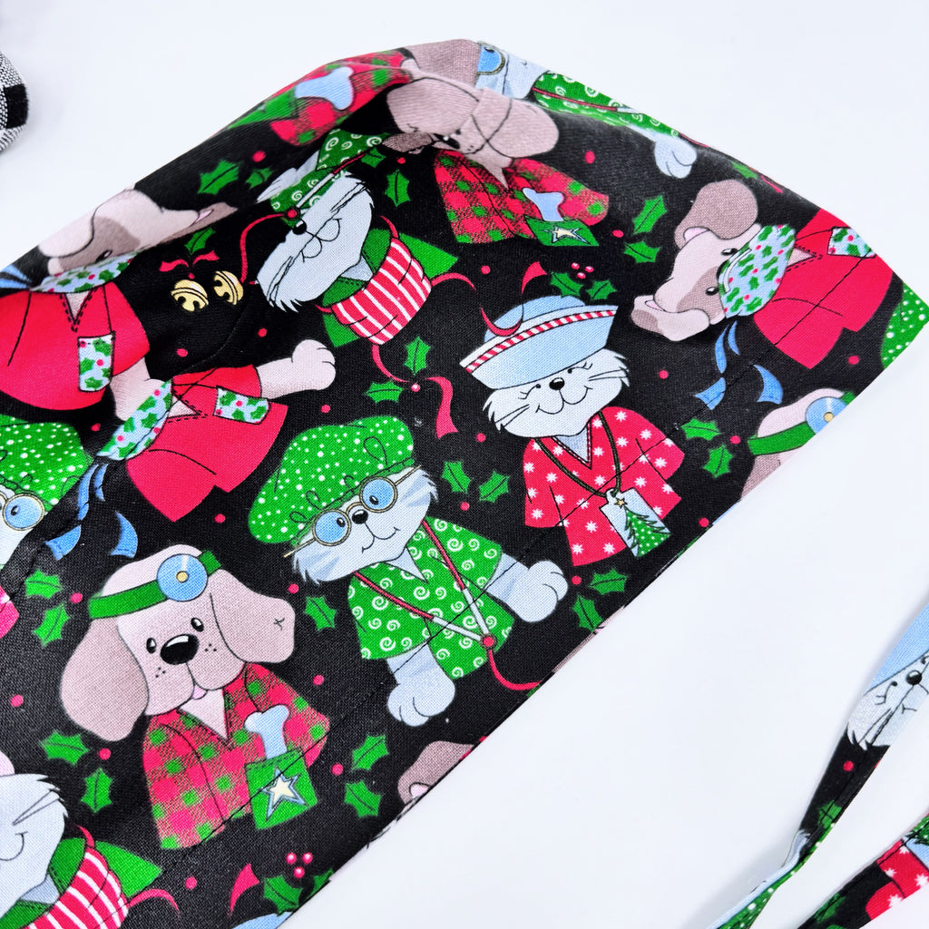 Funny Christmas Skull tie-back style surgical scrub cap for men by Paradise Caps.