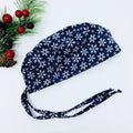 Snowflakes Skull tie-back style surgical scrub cap for men by Paradise Caps.