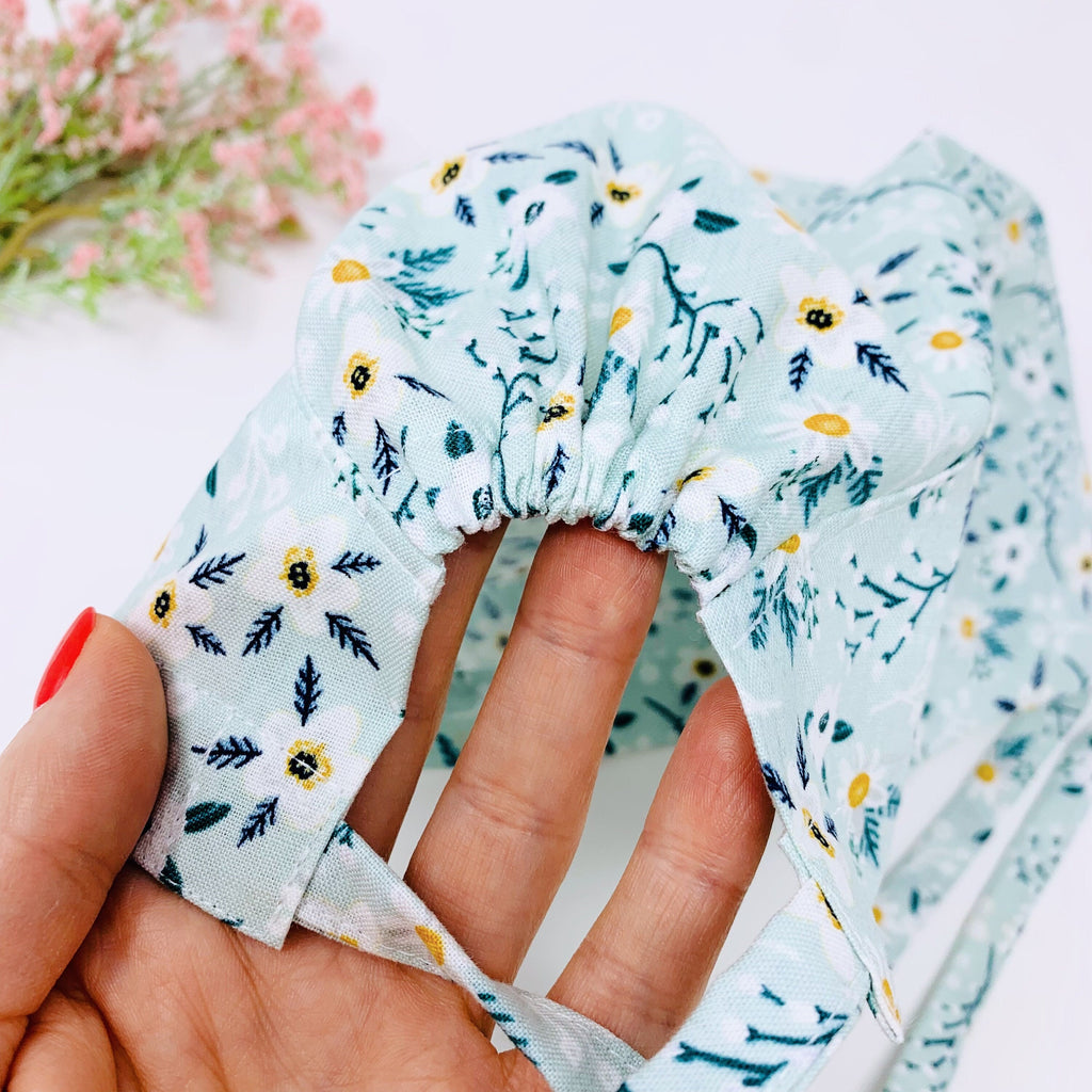 Flowers Skull tie-back style surgical scrub cap by Paradise Caps.