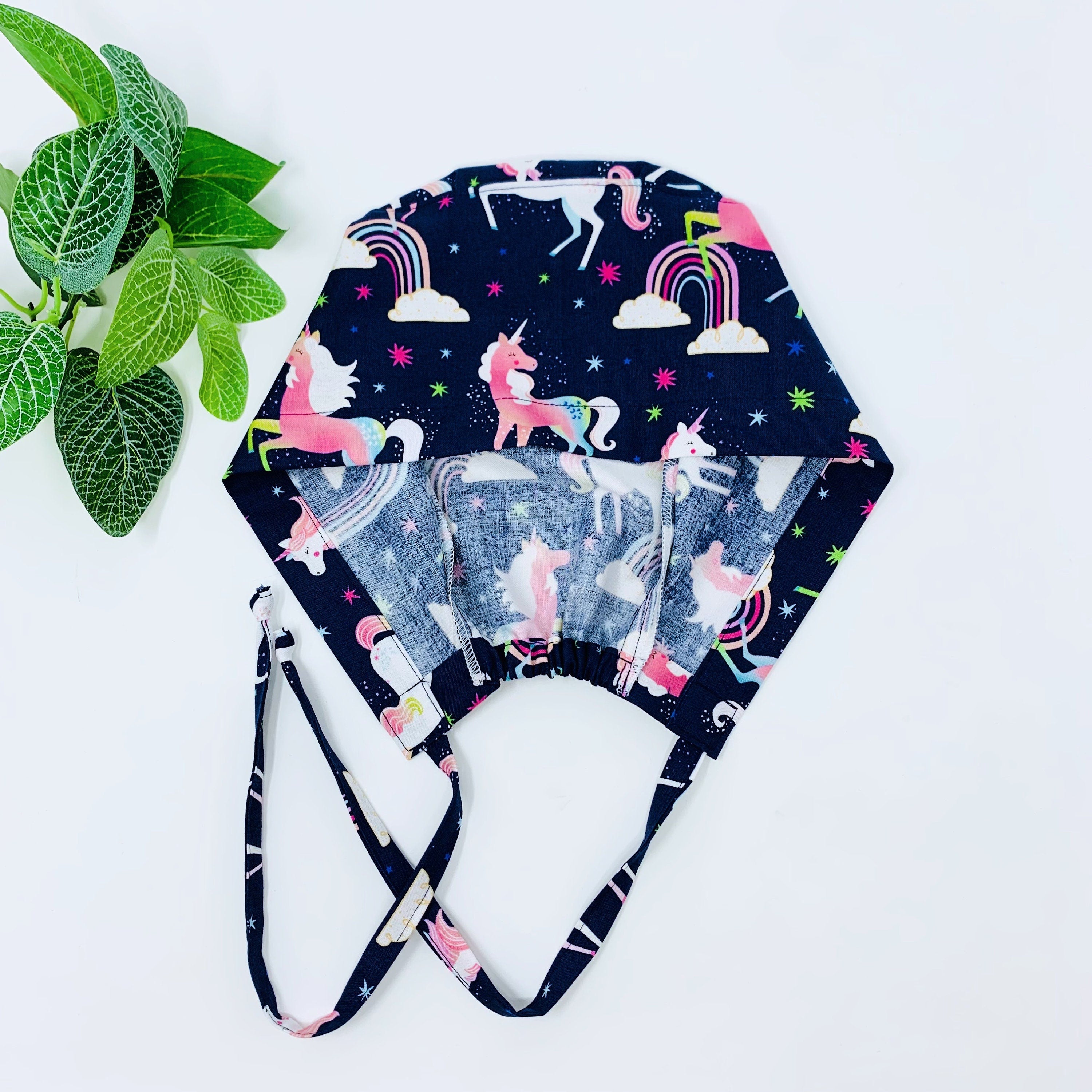 Unicorn Skull tie-back style surgical scrub cap by Paradise Caps.
