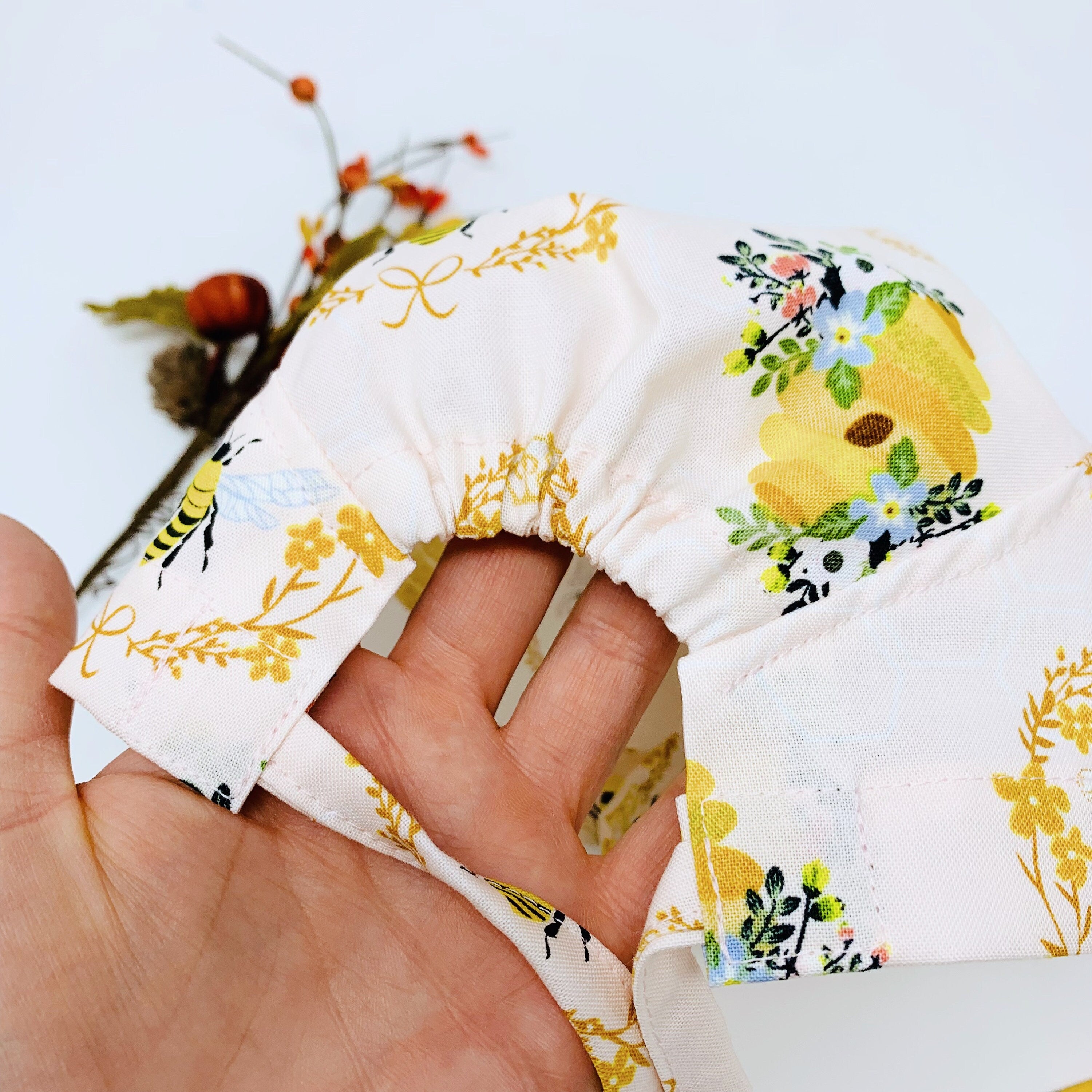 Bee Skull tie-back style surgical scrub cap for men by Paradise Caps.