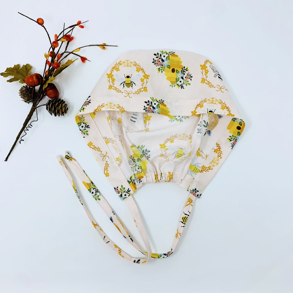 Bee Skull tie-back style surgical scrub cap for men by Paradise Caps.