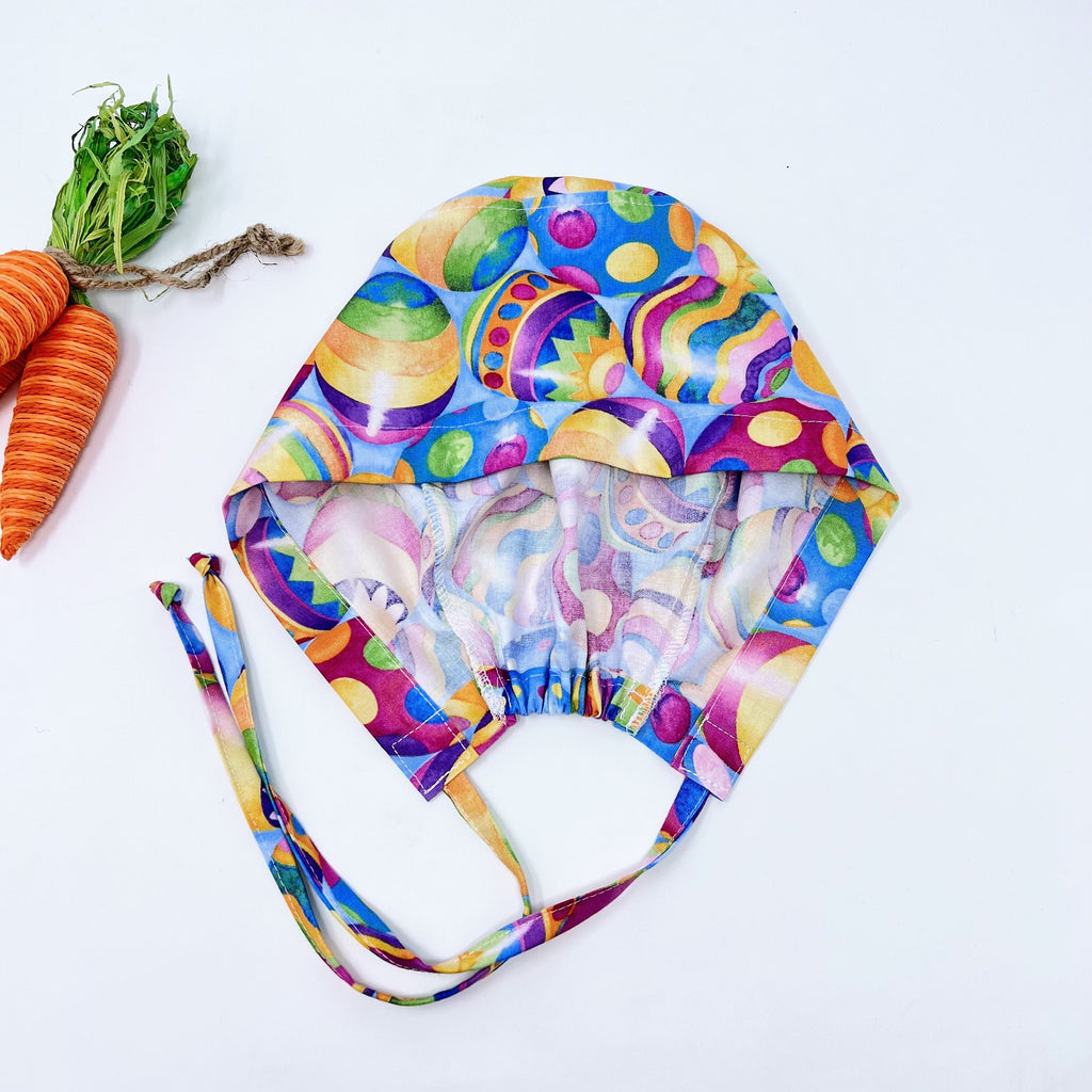 Easter egg Skull tie-back style surgical scrub cap for men by Paradise Caps.
