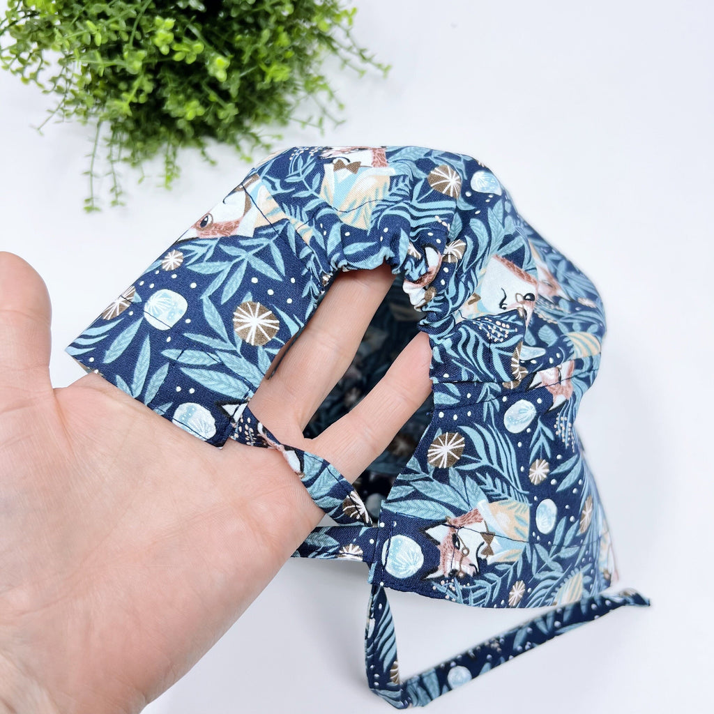 Fox Skull tie-back style surgical scrub cap for men by Paradise Caps.