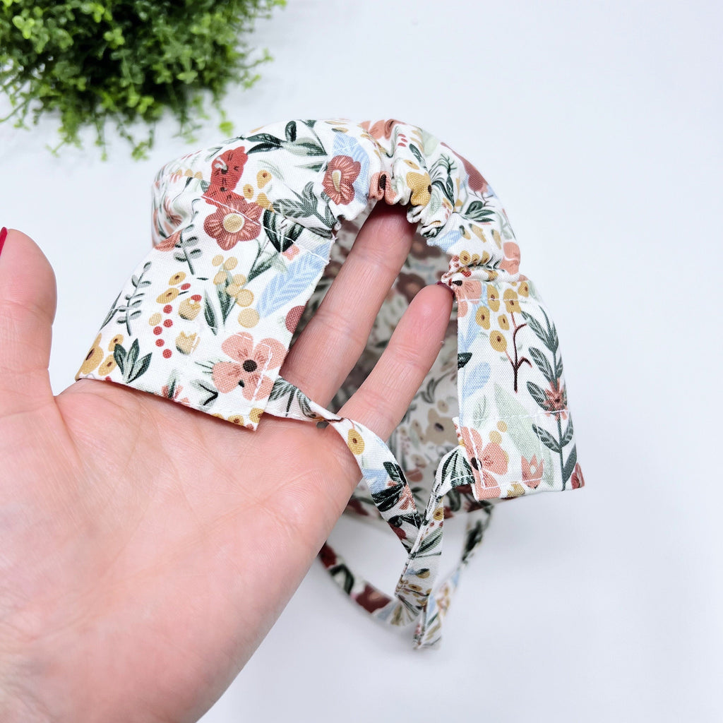 Flowers Skull tie-back style surgical scrub cap for men by Paradise Caps.
