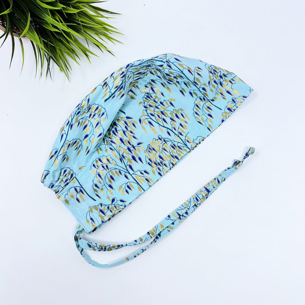 Garden plant Skull tie-back style surgical scrub cap for men by Paradise Caps.