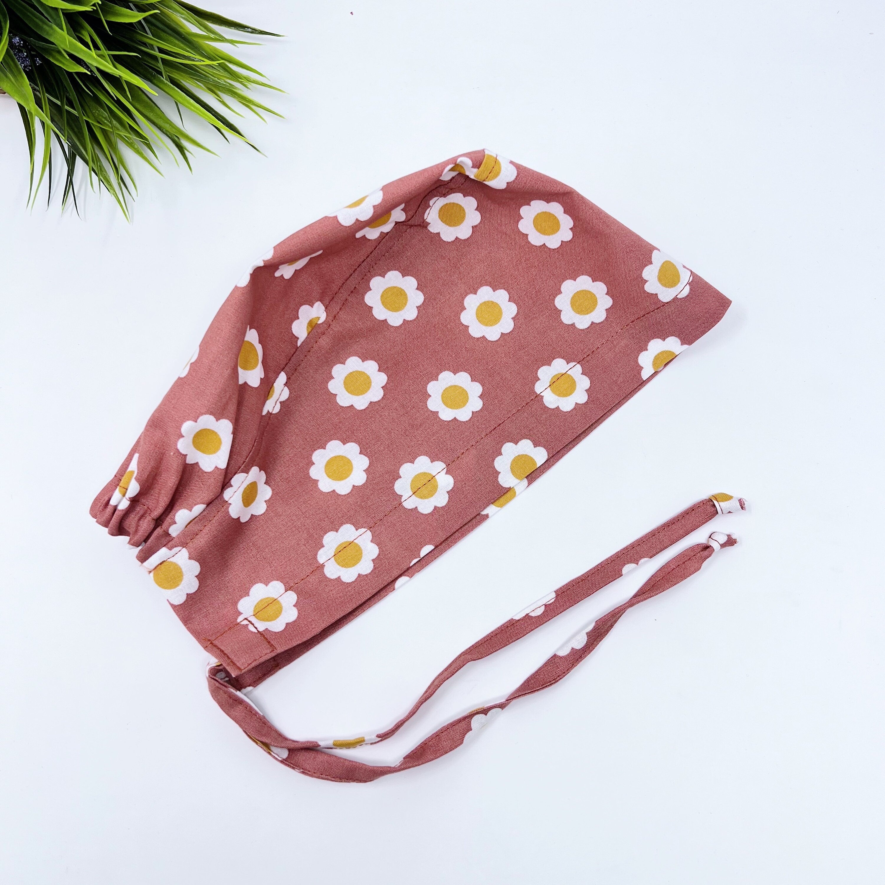 Floral Skull tie-back style surgical scrub cap for men by Paradise Caps.