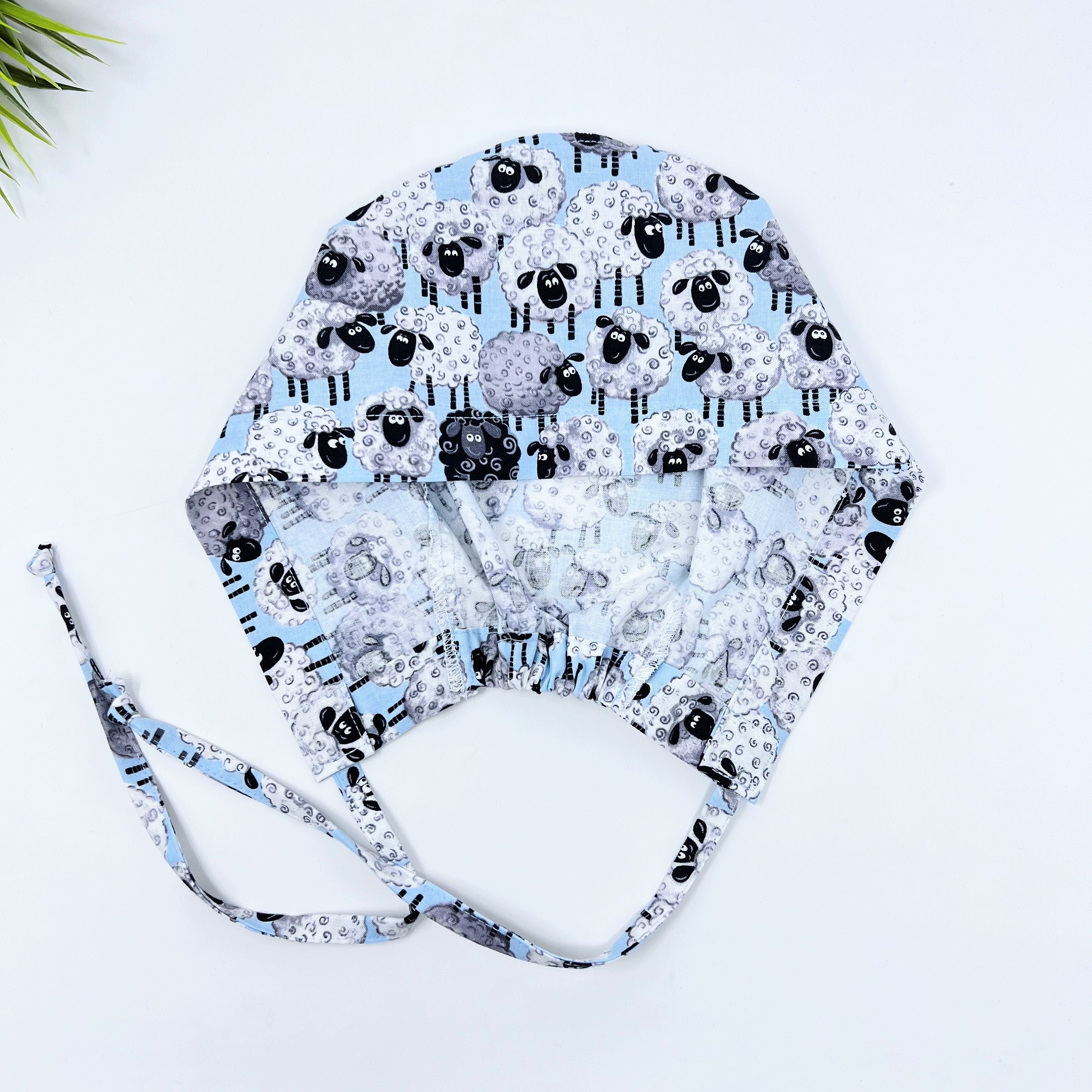 Sheep Skull tie-back style surgical scrub cap for men by Paradise Caps.