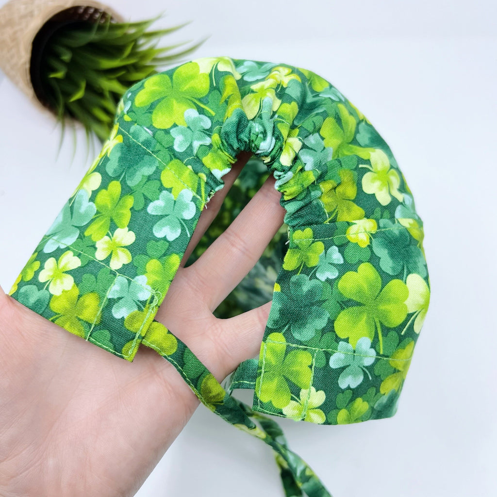 St. Patricks Day regular scrub cap. Packed Shamrocks scrub cap for men.