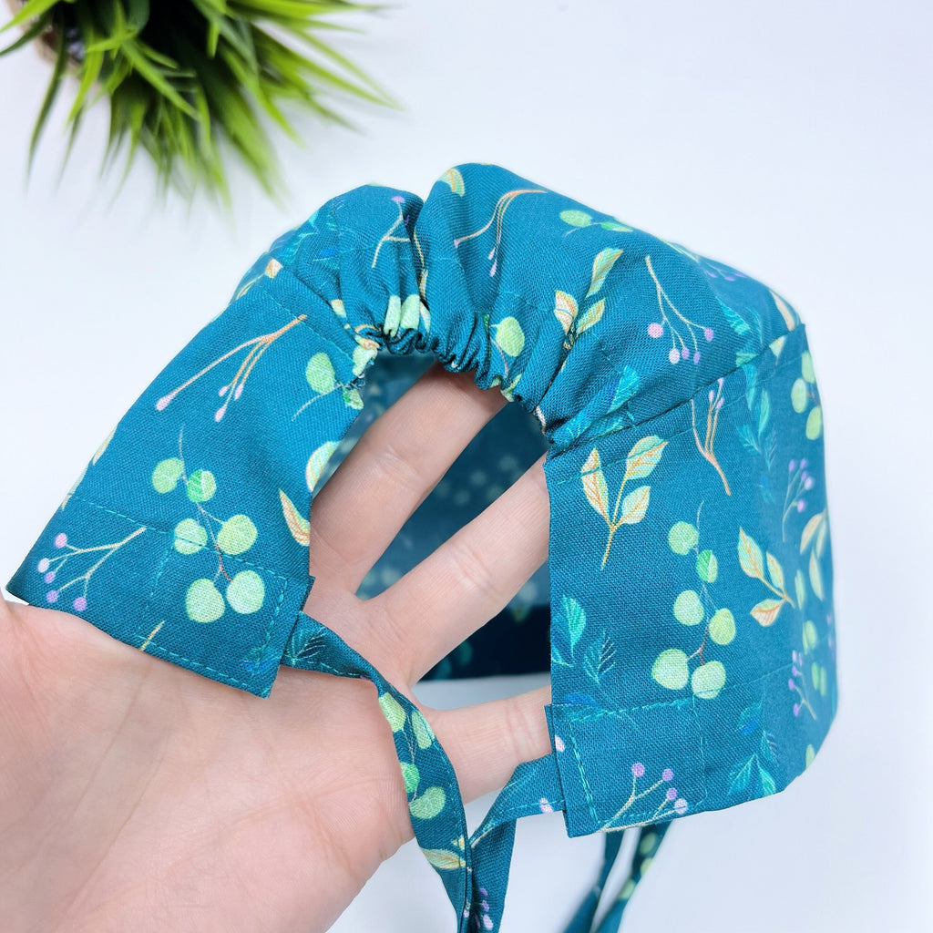 English Garden Skull tie-back style surgical scrub cap for men by Paradise Caps.