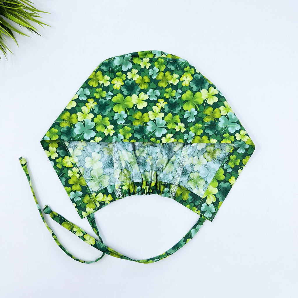 St. Patricks Day regular scrub cap. Packed Shamrocks scrub cap for men.