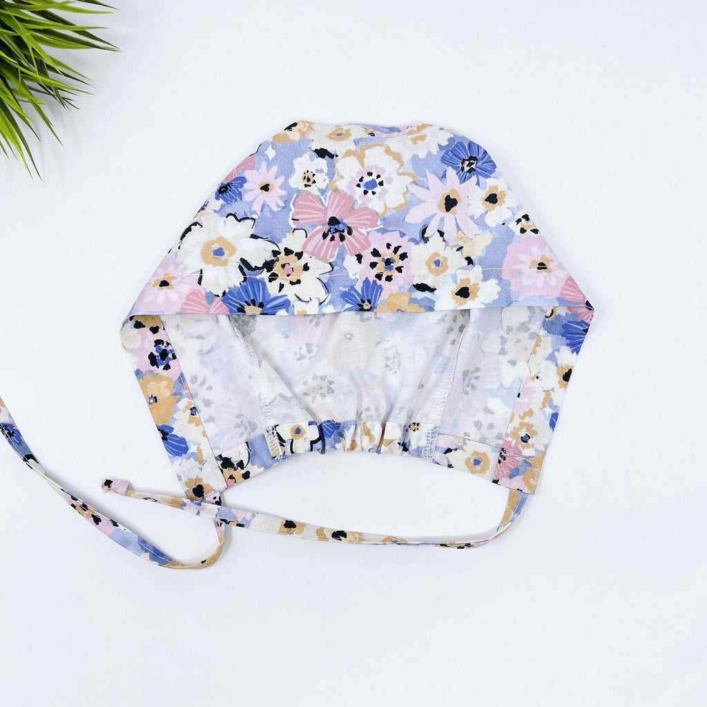 Multi Fleurs Skull tie-back style surgical scrub cap for men by Paradise Caps.