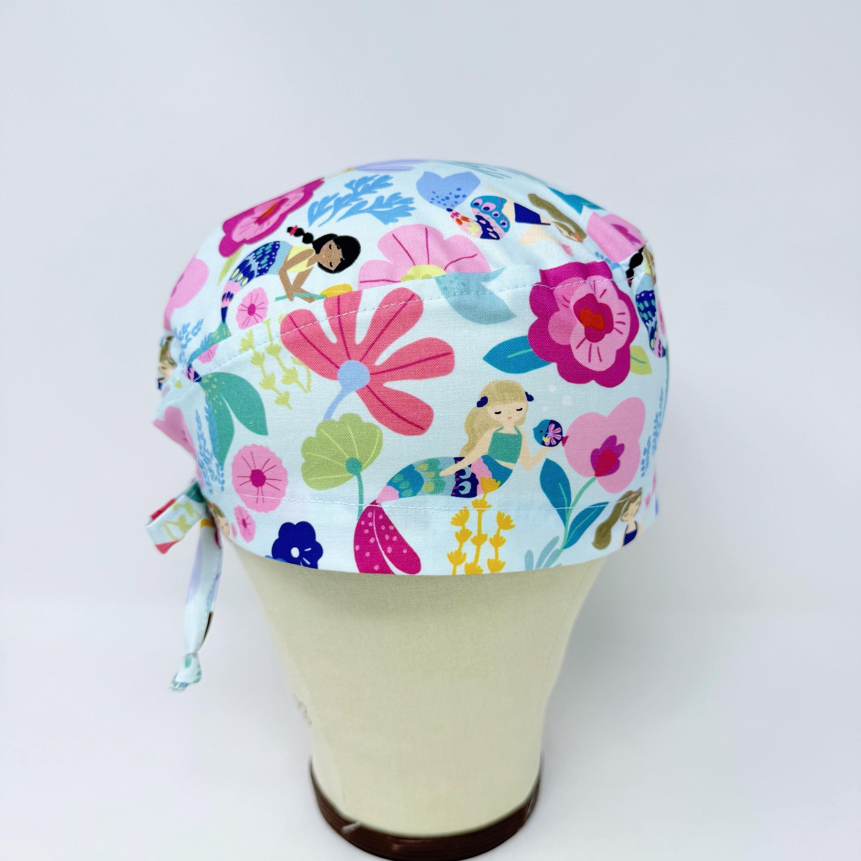 Mermaid Skull tie-back style surgical scrub cap for men by Paradise Caps.