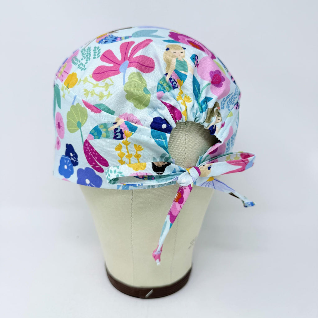 Mermaid Skull tie-back style surgical scrub cap for men by Paradise Caps.
