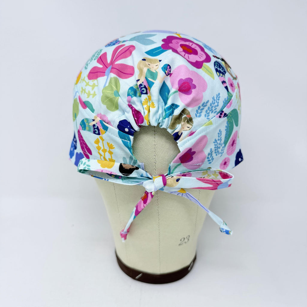 Mermaid Skull tie-back style surgical scrub cap for men by Paradise Caps.