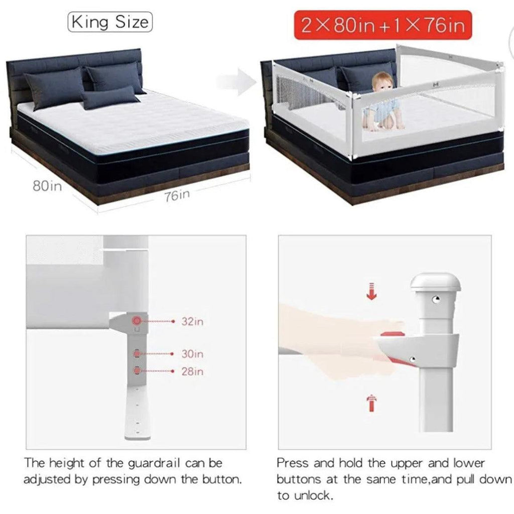 M MAYbabe Bed Rails for Babies and Toddlers, Extra Long and Tall Infants Bed Rail Guard Long Side of Kings or Queens(Grey-60 inches)