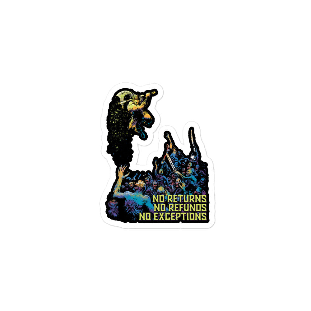No Returns, No Refunds - Barbarian Sticker