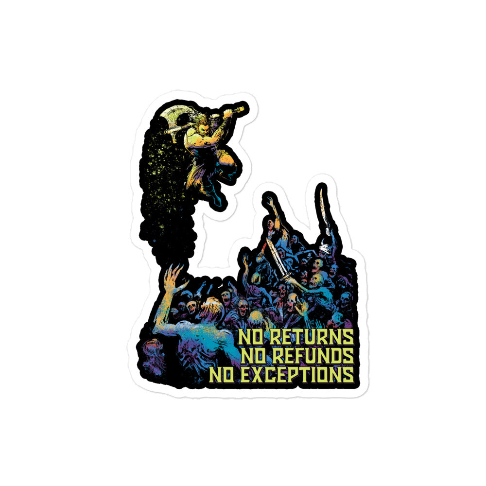 No Returns, No Refunds - Barbarian Sticker