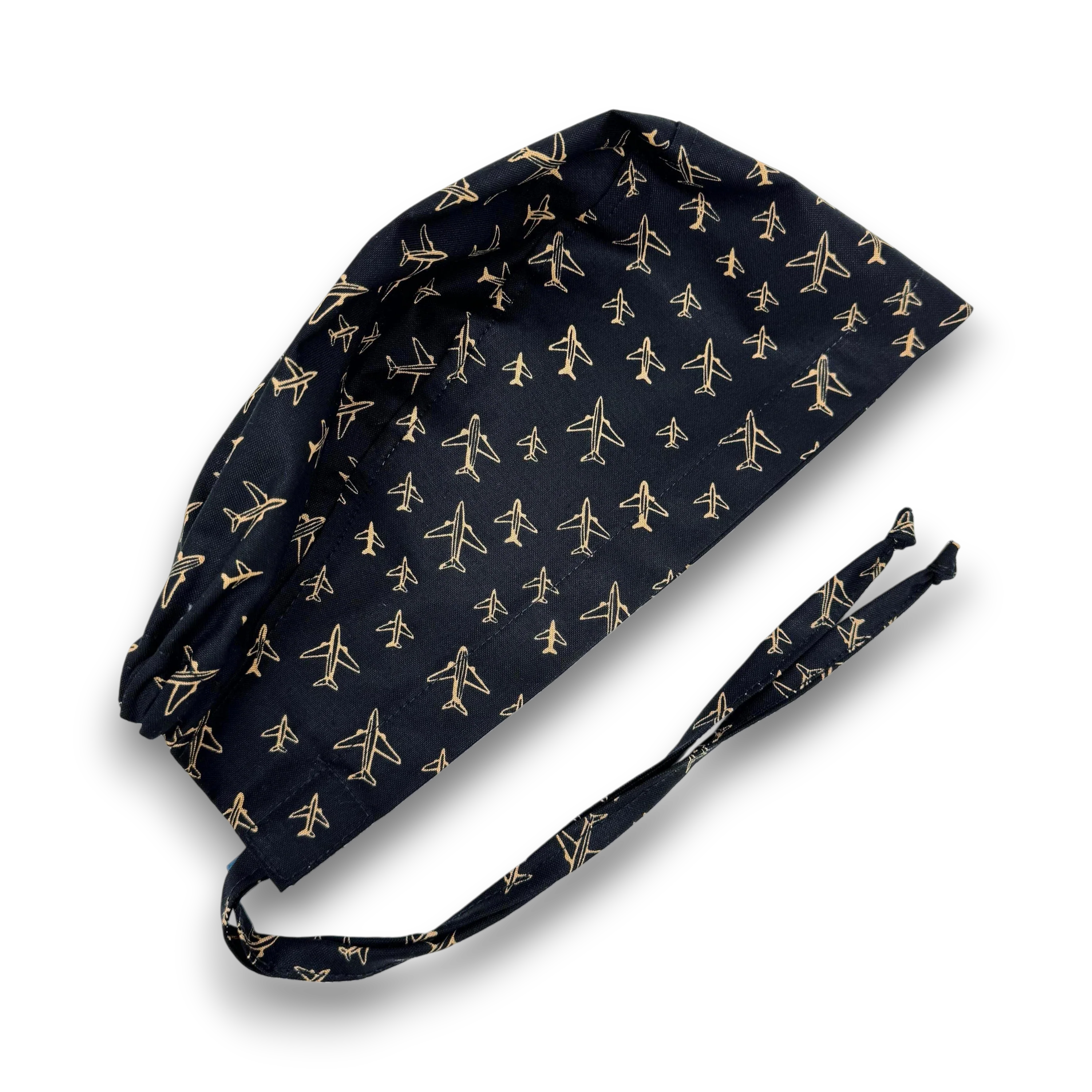 Airplane Skull tie-back style surgical scrub cap for men by Paradise Caps.