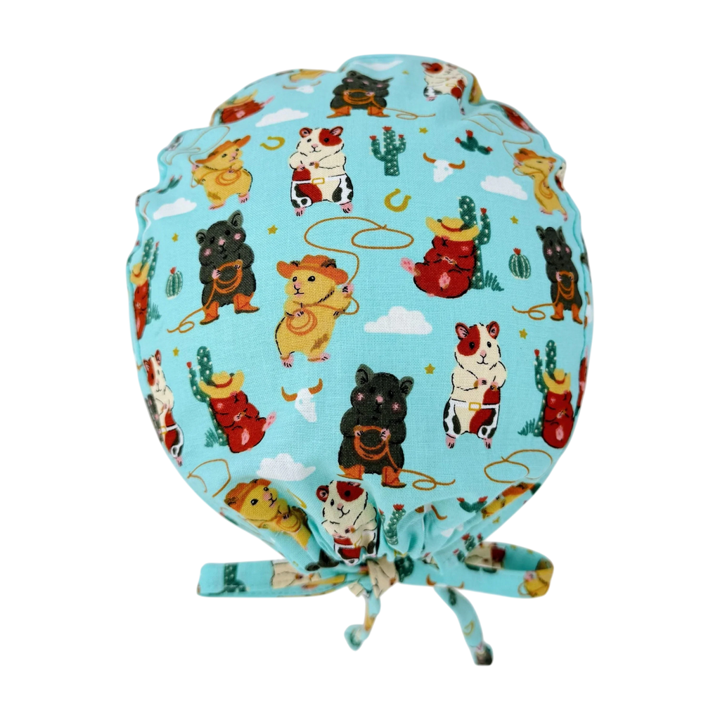 Cowboy Hamster Skull tie-back style surgical scrub cap for men by Paradise Caps.