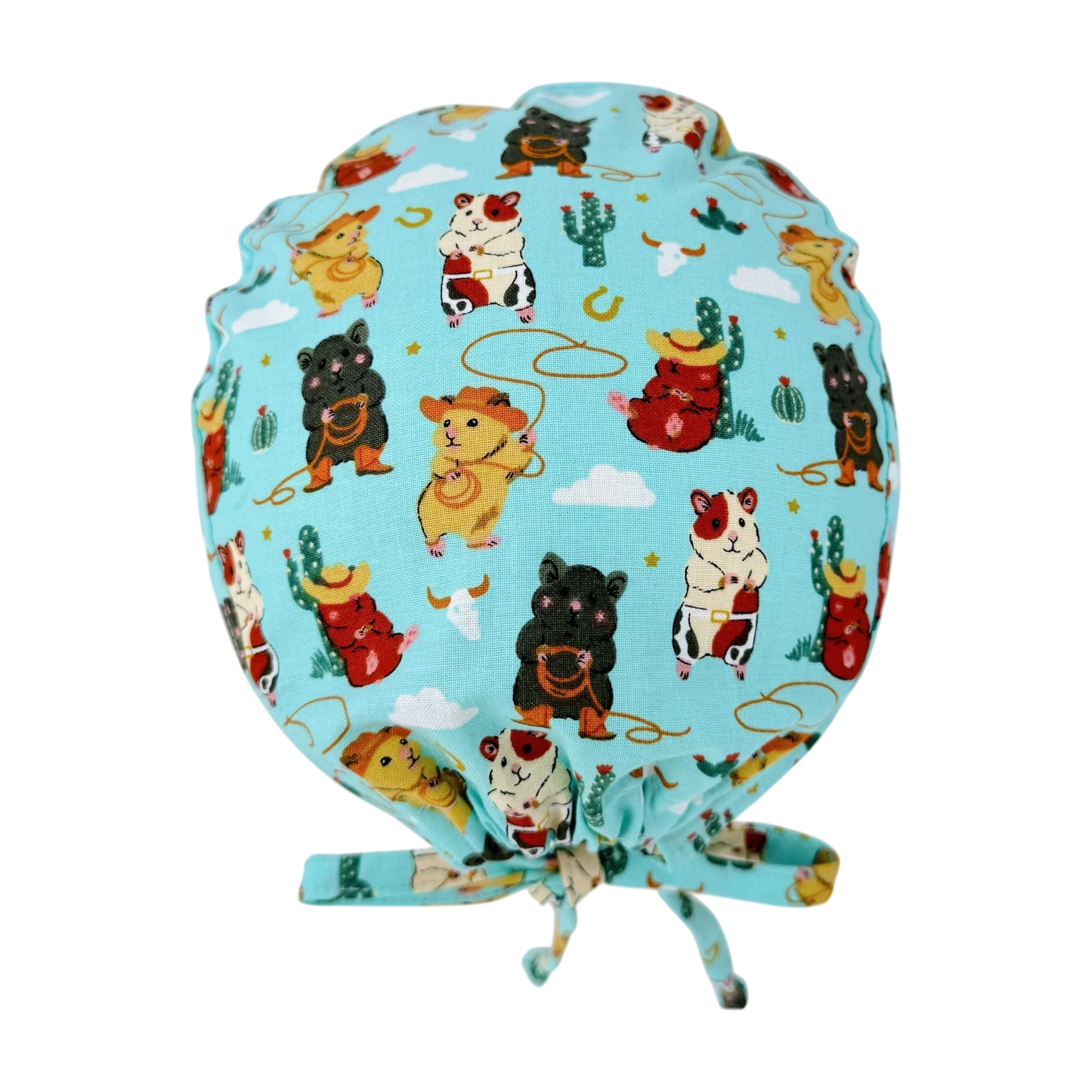 Cowboy Hamster Skull tie-back style surgical scrub cap for men by Paradise Caps.