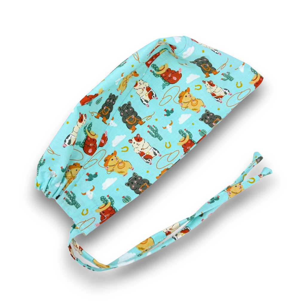 Cowboy Hamster Skull tie-back style surgical scrub cap for men by Paradise Caps.