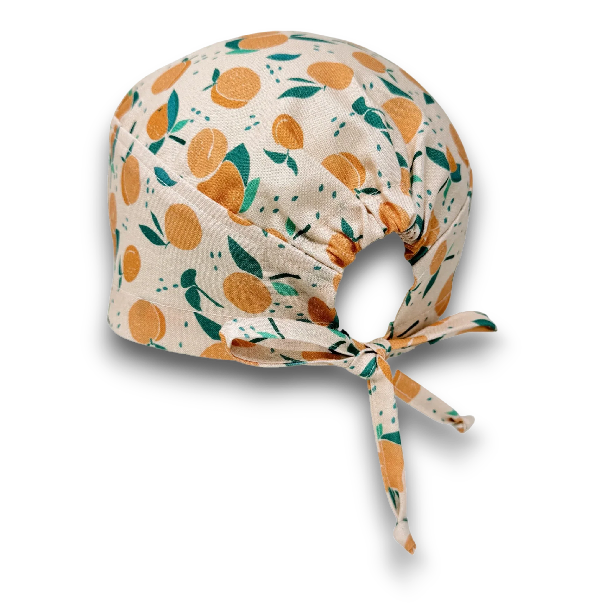 Peach Skull tie-back style surgical scrub cap for men by Paradise Caps.