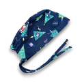 Space Santa Skull tie-back style surgical scrub cap for men by Paradise Caps.