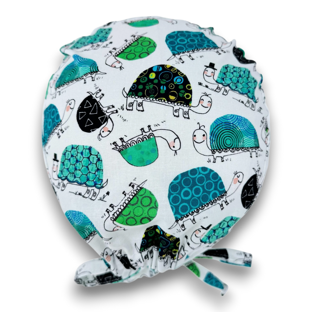 Turtle Skull tie-back style surgical scrub cap for men by Paradise Caps.