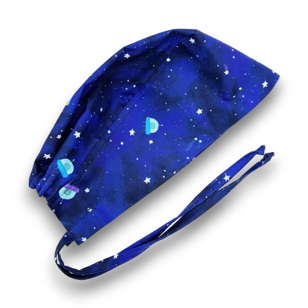 Galaxy Alien Skull tie-back style surgical scrub cap for men by Paradise Caps.