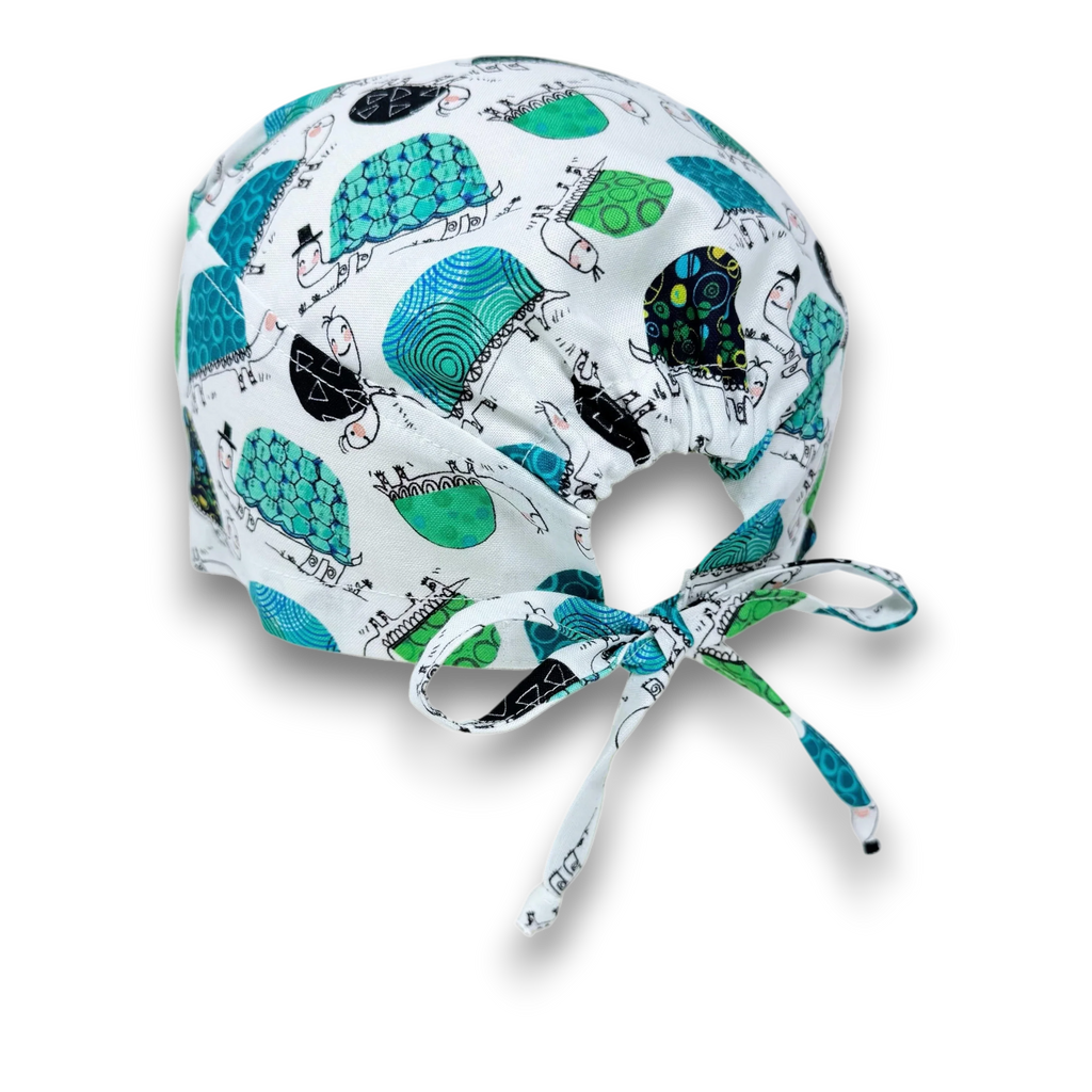 Turtle Skull tie-back style surgical scrub cap for men by Paradise Caps.