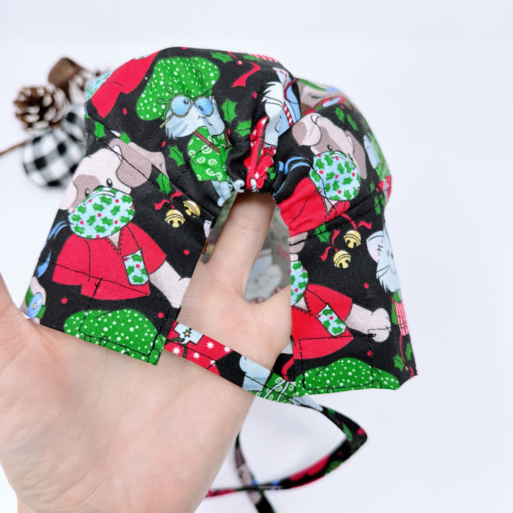 Funny Christmas Skull tie-back style surgical scrub cap for men by Paradise Caps.