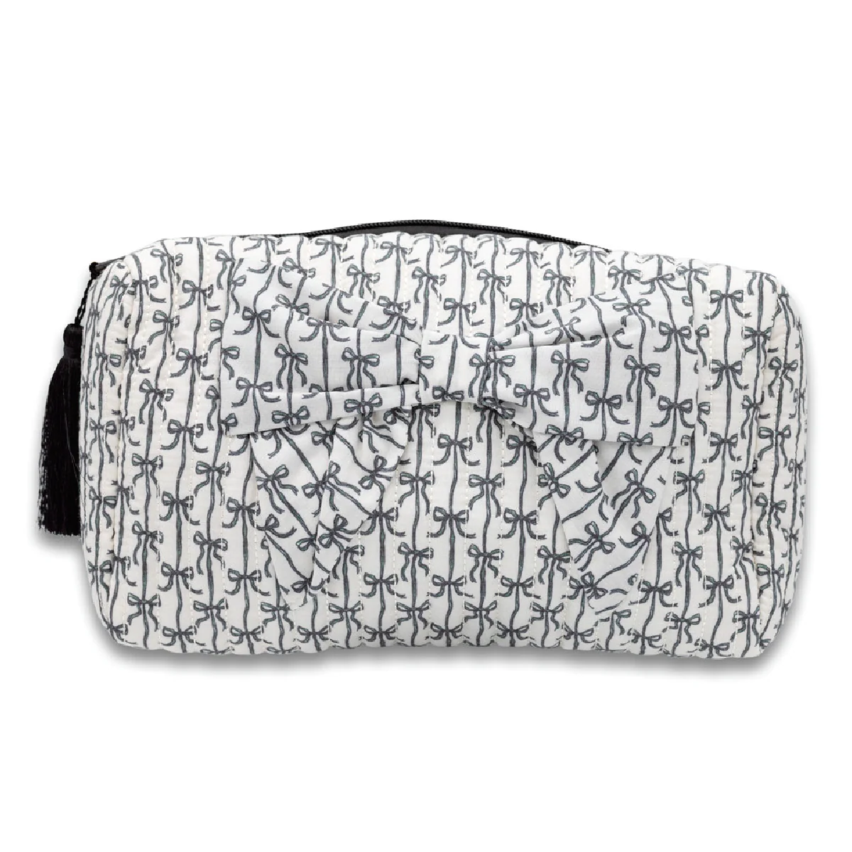 Simply Southern® Quilted Bow Cosmo Bag: Black Bow